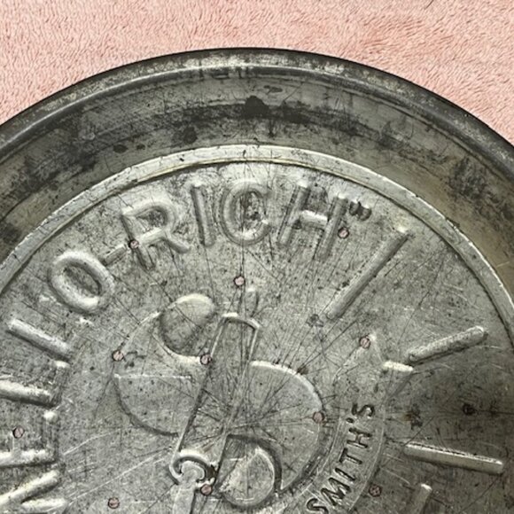 VTG Embossed Mrs Smith's Mello-Rich Pie Plate Pan Tin Rolling Pin 9.5" - Picture 9 of 9